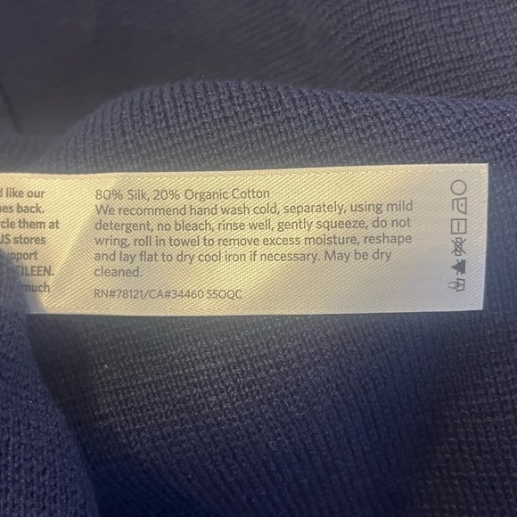 EILEEN FISHER Navy Petite Shawl Collar Sweater - Picture 4 of 4